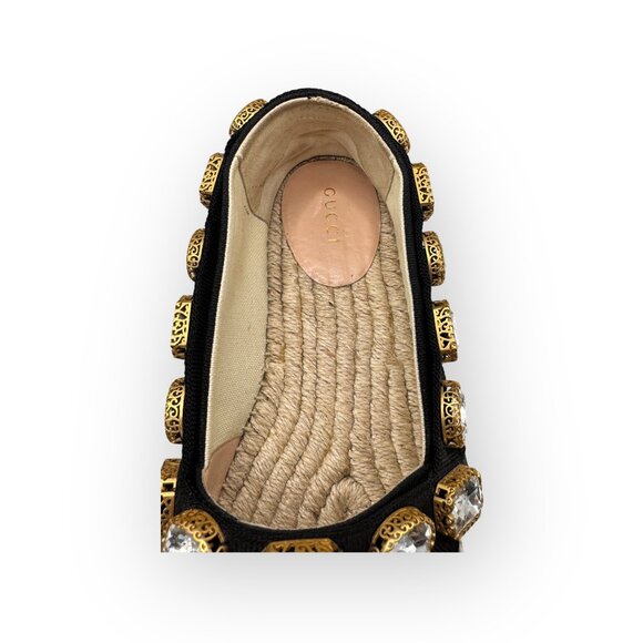 Authentic Gucci Crystal Embellished Round Toe Pepita Espadrilles Flats - Picture 6 of 6